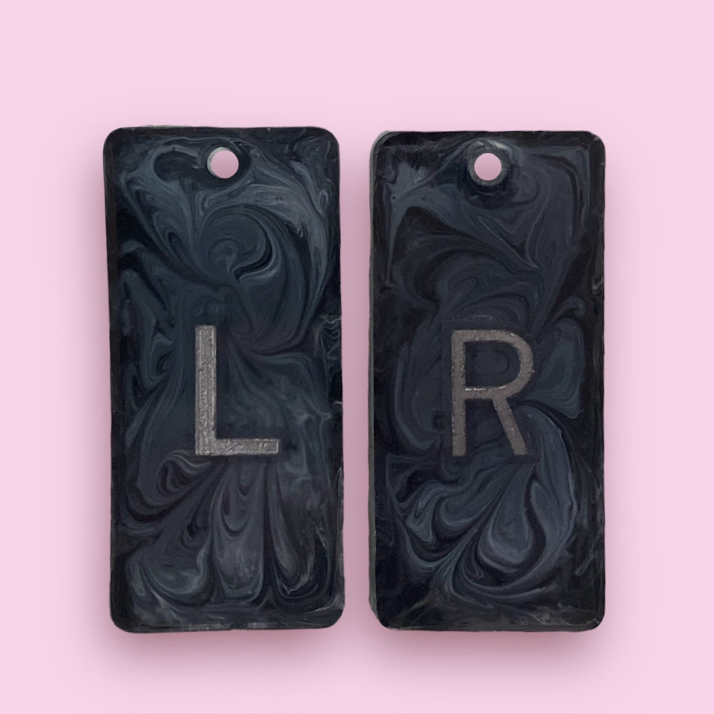 Black and grey marble style X-Ray markers with ribbon