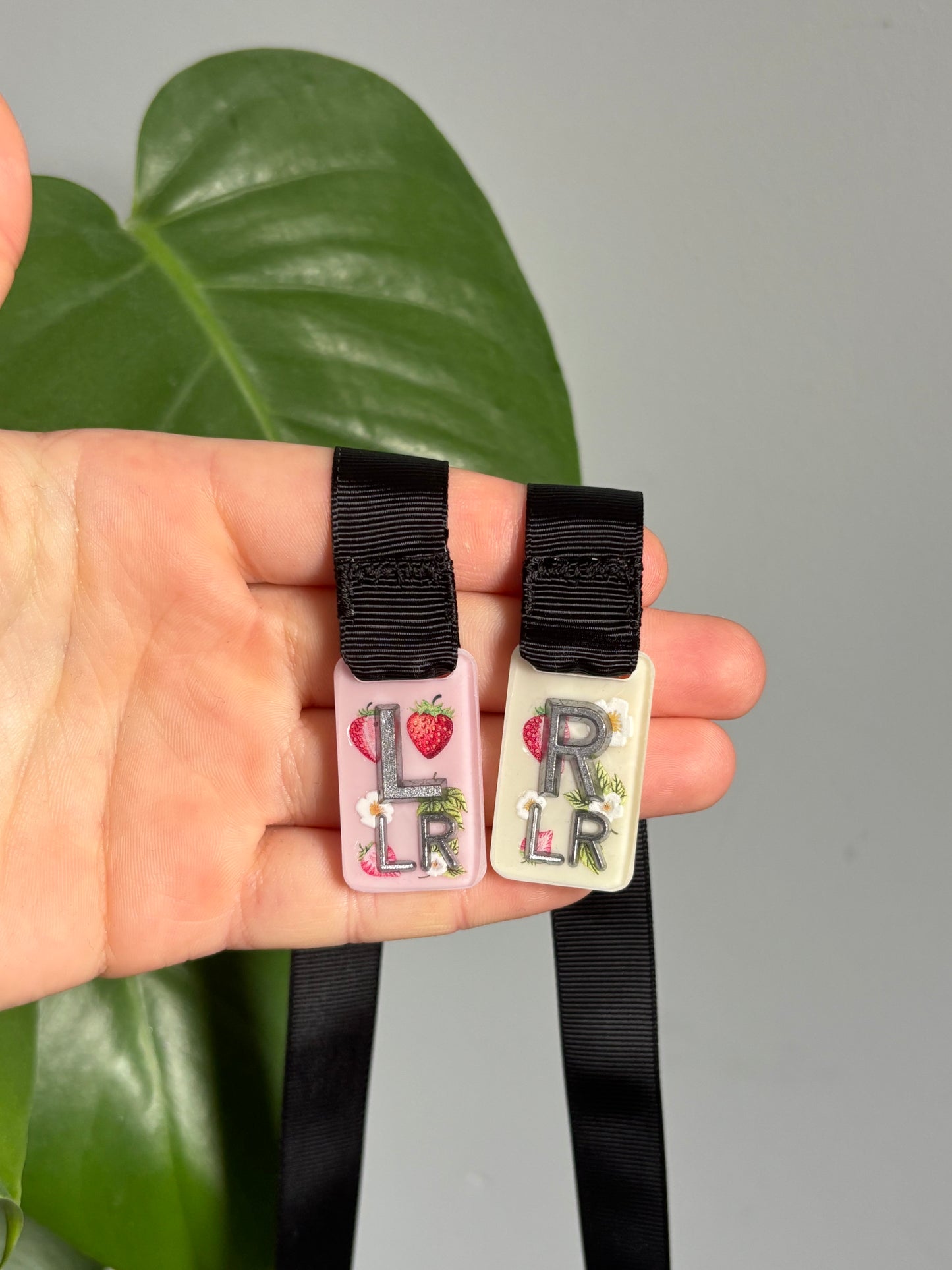 Pink and baby yellow strawberry X-Ray anatomical side markers and 100cm thick ribbon