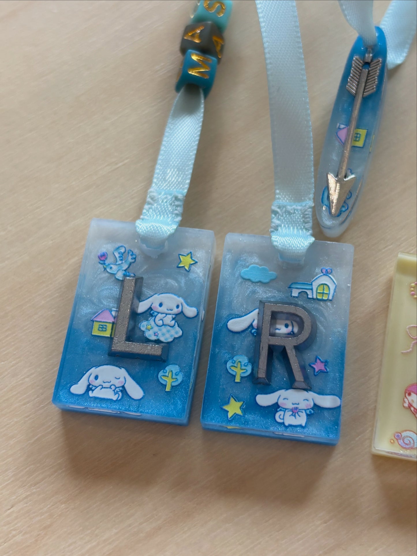 Custom order for Lizzy - blue Sanrio + beads and FB marker