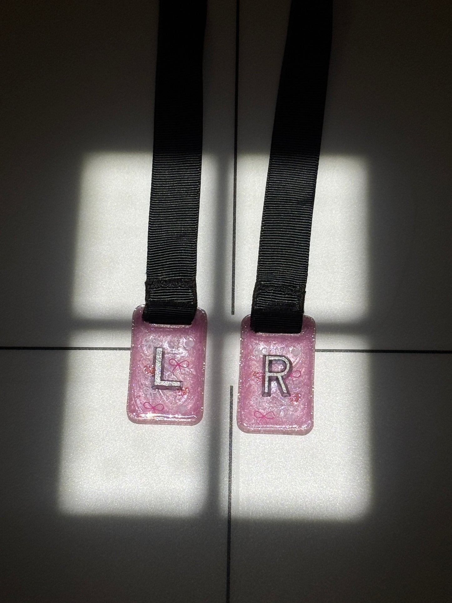 3D printed bows and hearts anatomical X-Ray markers with ribbon