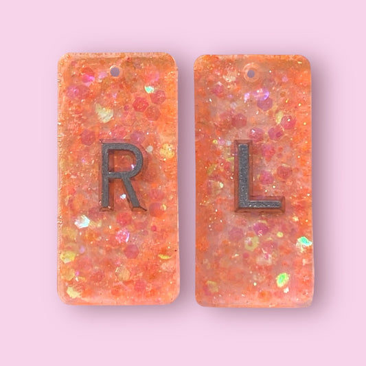 Peach glitter X-Ray markers